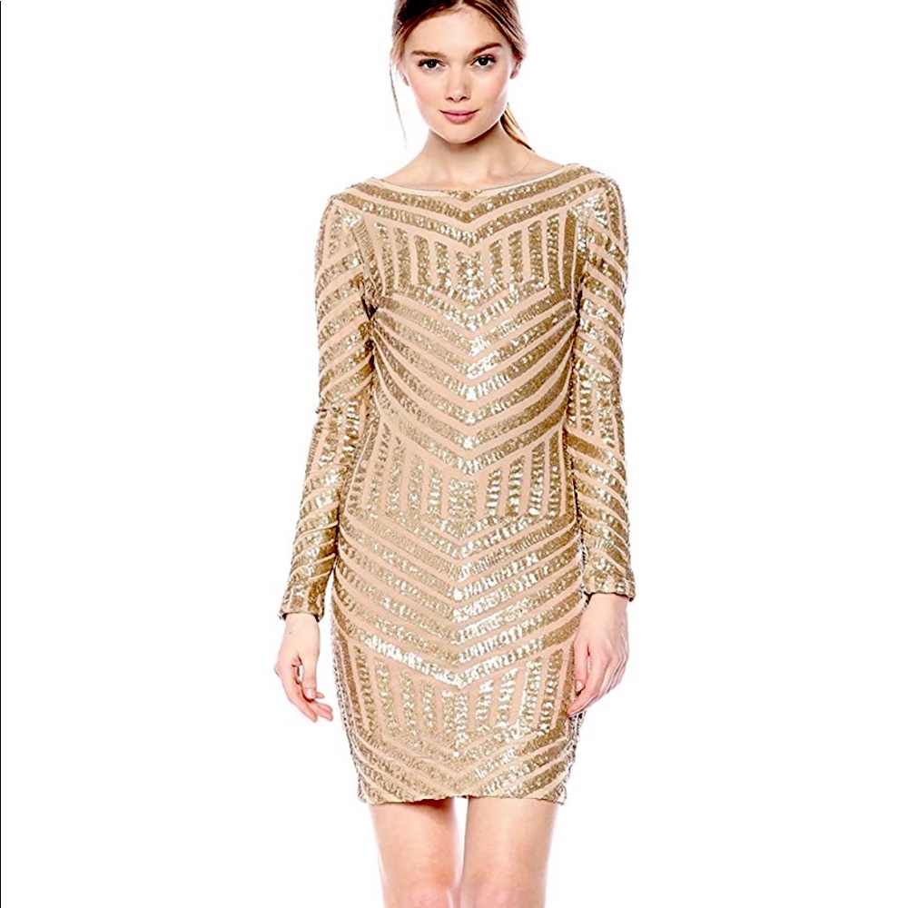 Dress the Population Lola Long Sleeve Sequin Dress